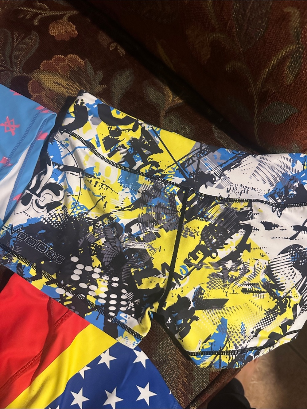 Three Athletic Shorts - Blue Star, Light Blue Lightning, Yellow/Blue Graphic - Picture 3 of 4